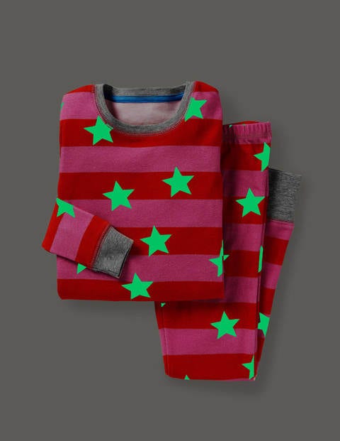 Cosy Glow In The Dark Pajamas - Bright Petal Pink Star Cosy Glow In The Dark Pajamas - Bright Petal Pink Star
