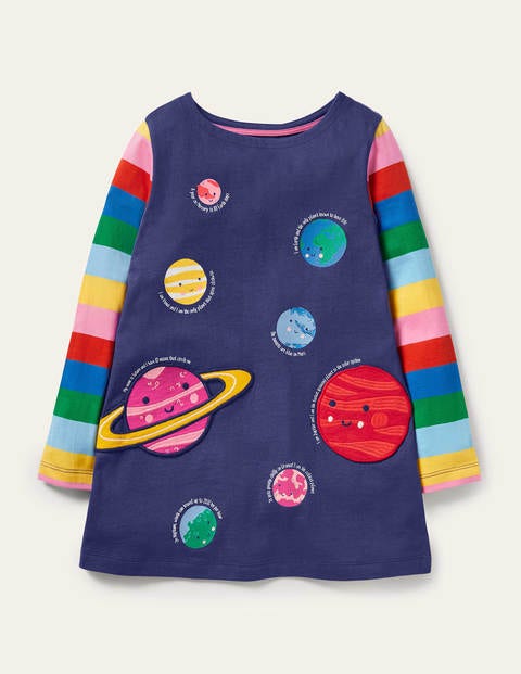 Appliqué Pocket Tunic - Starboard Blue Planets Appliqué Pocket Tunic - Starboard Blue Planets