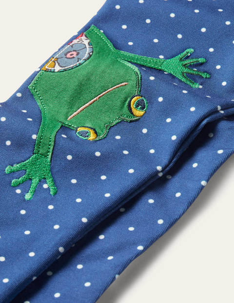 Fun Appliqué Leggings - Elizabethan Blue Pin Spot Frog Fun Appliqué Leggings - Elizabethan Blue Pin Spot Frog