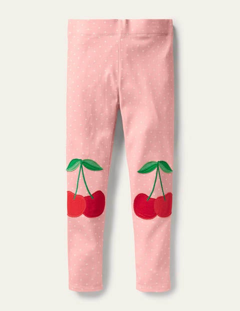 Fun Appliqué Leggings - Boto Pink Pin Spot Cherries Fun Appliqué Leggings - Boto Pink Pin Spot Cherries