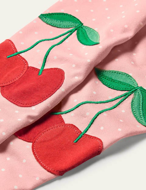 Fun Appliqué Leggings - Boto Pink Pin Spot Cherries Fun Appliqué Leggings - Boto Pink Pin Spot Cherries
