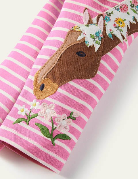 Fun Appliqué Leggings - Bright Petal Pink/Ivory Horses Fun Appliqué Leggings - Bright Petal Pink/Ivory Horses