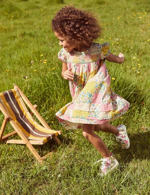 Floral Puff Sleeve Smock Dress - Multi Patchwork Floral Puff Sleeve Smock Dress - Multi Patchwork