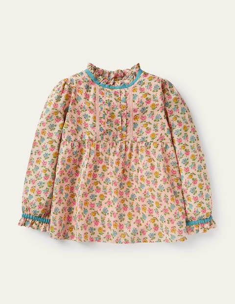 Top tissé à détails volantés - Motif floral rose Provence poudré Top tissé à détails volantés - Motif floral rose Provence poudré