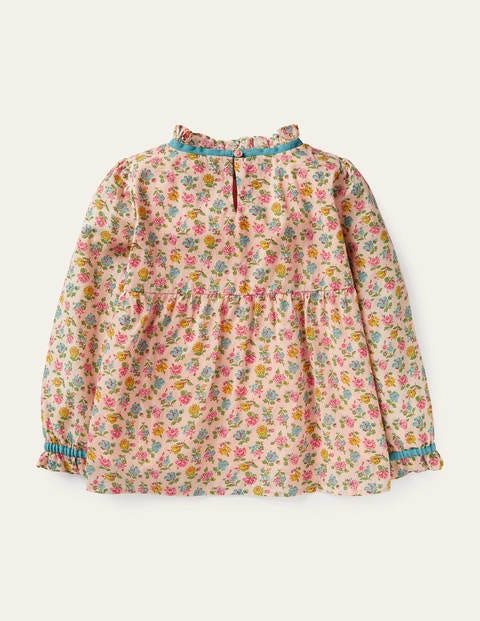 Top tissé à détails volantés - Motif floral rose Provence poudré Top tissé à détails volantés - Motif floral rose Provence poudré