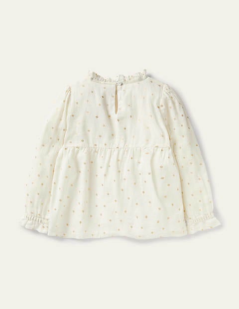 Frill Detail Woven Top - Ivory Gold Confetti Spot Frill Detail Woven Top - Ivory Gold Confetti Spot