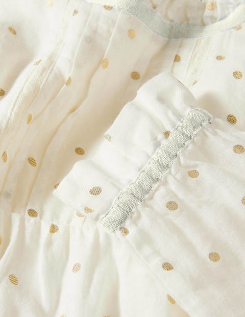Frill Detail Woven Top - Ivory Gold Confetti Spot Frill Detail Woven Top - Ivory Gold Confetti Spot