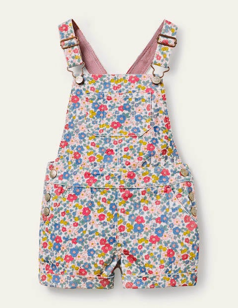 Fun Short Dungarees - Multi Apple Blossom Floral Fun Short Dungarees - Multi Apple Blossom Floral