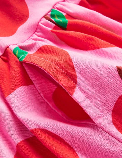 Long Sleeve Fun Jersey Dress - Bright Pink Petal Apples Long Sleeve Fun Jersey Dress - Bright Pink Petal Apples