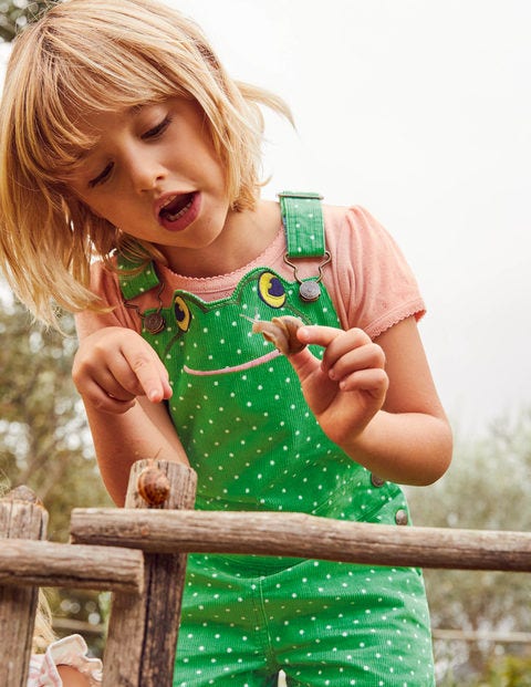 Animal Short Cord Overalls - Iguana Green Frog Animal Short Cord Overalls - Iguana Green Frog