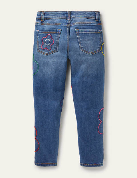 Flower Stitch Slim Fit Jeans - Mid Vintage Denim Flower Stitch Slim Fit Jeans - Mid Vintage Denim