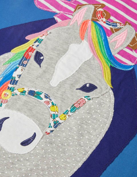 Big Appliqué Jersey Dress - Elizabethan Blue Horse Big Appliqué Jersey Dress - Elizabethan Blue Horse