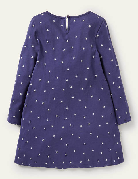 Big Appliqué Jersey Dress - Starboard Blue Space Scene Big Appliqué Jersey Dress - Starboard Blue Space Scene