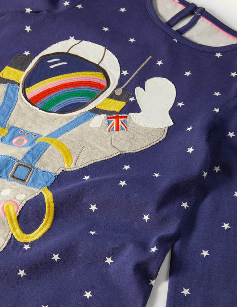 Big Appliqué Jersey Dress - Starboard Blue Space Scene Big Appliqué Jersey Dress - Starboard Blue Space Scene