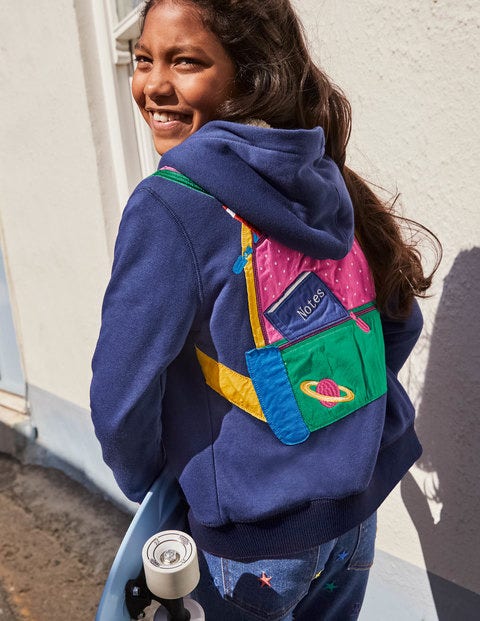 Sweat à capuche fun avec doublure douillette - Sac à dos bleu tribord Sweat à capuche fun avec doublure douillette - Sac à dos bleu tribord