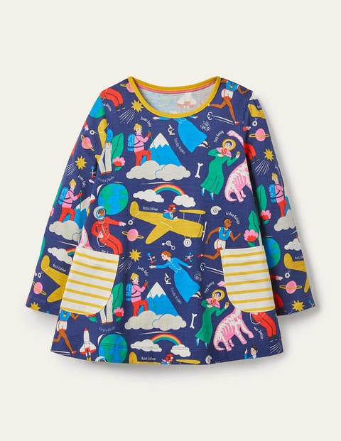 Gemusterte Jersey-Tunika mit Taschen - Segelblau, When I Grow Up Gemusterte Jersey-Tunika mit Taschen - Segelblau, When I Grow Up