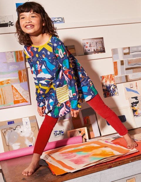Gemusterte Jersey-Tunika mit Taschen - Segelblau, When I Grow Up Gemusterte Jersey-Tunika mit Taschen - Segelblau, When I Grow Up