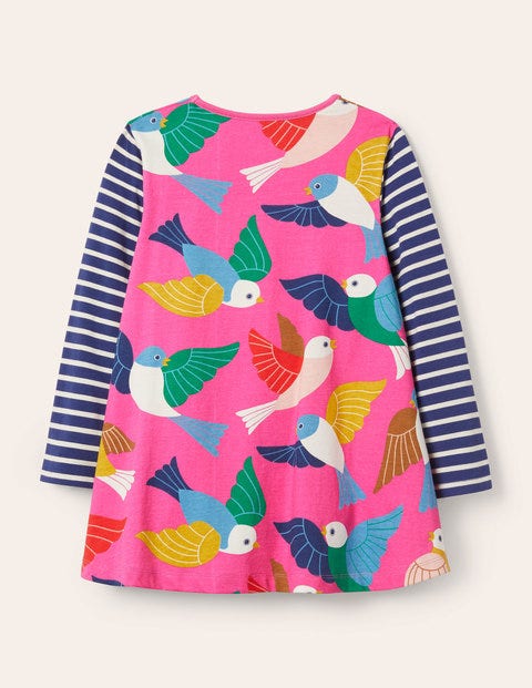 Printed Jersey Pocket Tunic - Tickled Pink Bird Song Printed Jersey Pocket Tunic - Tickled Pink Bird Song