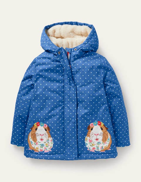 Sherpa Lined Anorak - Elizabethan Blue Guinea Pigs Sherpa Lined Anorak - Elizabethan Blue Guinea Pigs