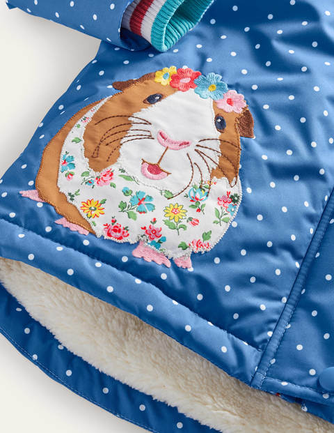 Sherpa Lined Anorak - Elizabethan Blue Guinea Pigs Sherpa Lined Anorak - Elizabethan Blue Guinea Pigs