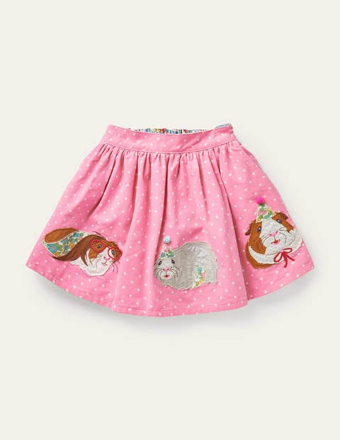 Cord Appliqué Skirt - Formica Pink Guinea Pigs