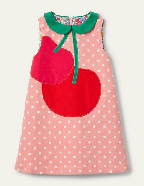 Robe droite en velours côtelé à appliqué - Cerise rose boto Robe droite en velours côtelé à appliqué - Cerise rose boto