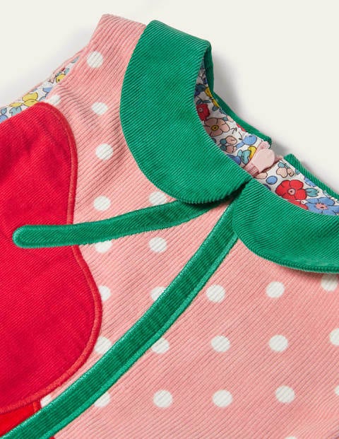 Robe droite en velours côtelé à appliqué - Cerise rose boto Robe droite en velours côtelé à appliqué - Cerise rose boto