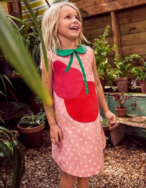 Robe droite en velours côtelé à appliqué - Cerise rose boto Robe droite en velours côtelé à appliqué - Cerise rose boto