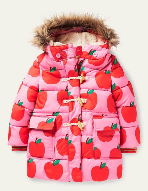 Lange Jacke mit Wattierung - Helles Blütenrosa, Äpfel Lange Jacke mit Wattierung - Helles Blütenrosa, Äpfel