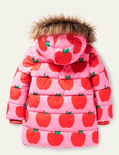 Lange Jacke mit Wattierung - Helles Blütenrosa, Äpfel Lange Jacke mit Wattierung - Helles Blütenrosa, Äpfel