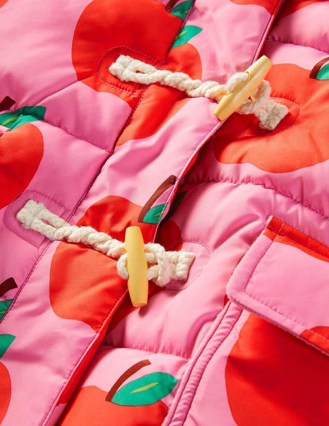 Lange Jacke mit Wattierung - Helles Blütenrosa, Äpfel Lange Jacke mit Wattierung - Helles Blütenrosa, Äpfel