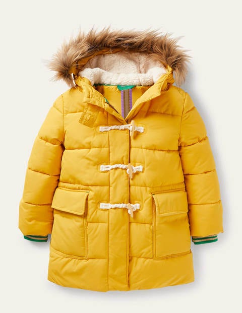 Longline Padded Jacket - Honeycomb Yellow Longline Padded Jacket - Honeycomb Yellow