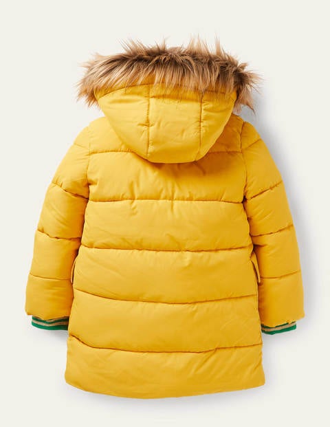 Longline Padded Jacket - Honeycomb Yellow Longline Padded Jacket - Honeycomb Yellow