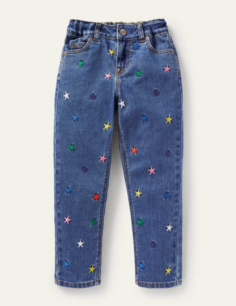 Girlfriend Jeans - Mid Vintage Embroidered Stars