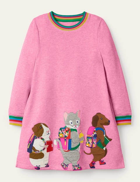 Appliqué Sweatshirt Dress - Bright Petal Pink Friends Appliqué Sweatshirt Dress - Bright Petal Pink Friends