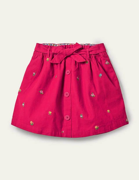 Tie Waist Embroidered Skirt - Rose Petal Red Floral Cord Tie Waist Embroidered Skirt - Rose Petal Red Floral Cord