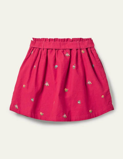 Tie Waist Embroidered Skirt - Rose Petal Red Floral Cord Tie Waist Embroidered Skirt - Rose Petal Red Floral Cord