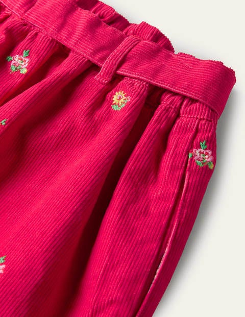 Tie Waist Embroidered Skirt - Rose Petal Red Floral Cord Tie Waist Embroidered Skirt - Rose Petal Red Floral Cord