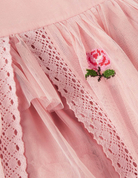 Tiered Tulle Embroidered Dress - Provence Dusty Pink Flowers Tiered Tulle Embroidered Dress - Provence Dusty Pink Flowers