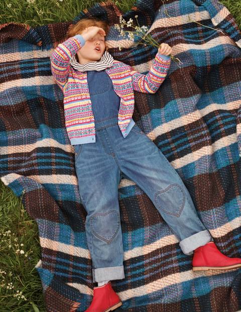 Latzhose mit weitem Bein und Herzaufnäher - Mittleres Vintageblau, Denim Latzhose mit weitem Bein und Herzaufnäher - Mittleres Vintageblau, Denim
