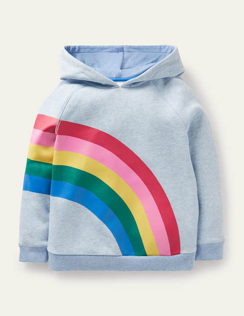 Appliqué Hoodie - Light Blue Marl Rainbow Appliqué Hoodie - Light Blue Marl Rainbow