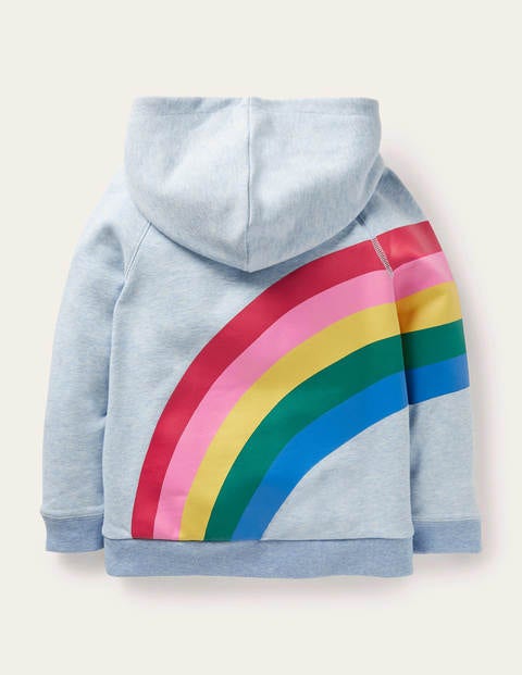 Appliqué Hoodie - Light Blue Marl Rainbow Appliqué Hoodie - Light Blue Marl Rainbow