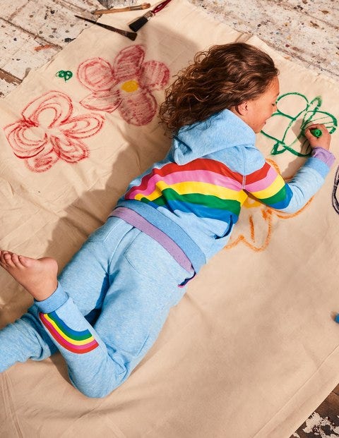 Appliqué Hoodie - Light Blue Marl Rainbow Appliqué Hoodie - Light Blue Marl Rainbow