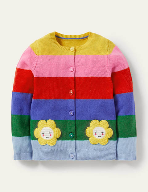 Fun Cardigan - Multi Rainbow Flower Pockets Fun Cardigan - Multi Rainbow Flower Pockets