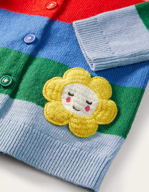 Fun Cardigan - Multi Rainbow Flower Pockets Fun Cardigan - Multi Rainbow Flower Pockets