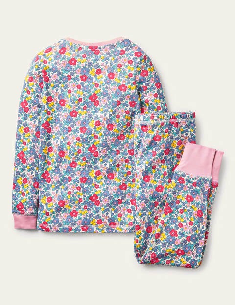 Langer Schlafanzug mit anliegender Passform - Bunt, Apfelblüten Langer Schlafanzug mit anliegender Passform - Bunt, Apfelblüten