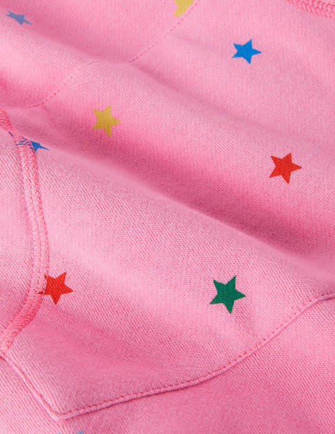 Printed Sweatshirt Tunic - Bright Petal Pink Stars Printed Sweatshirt Tunic - Bright Petal Pink Stars