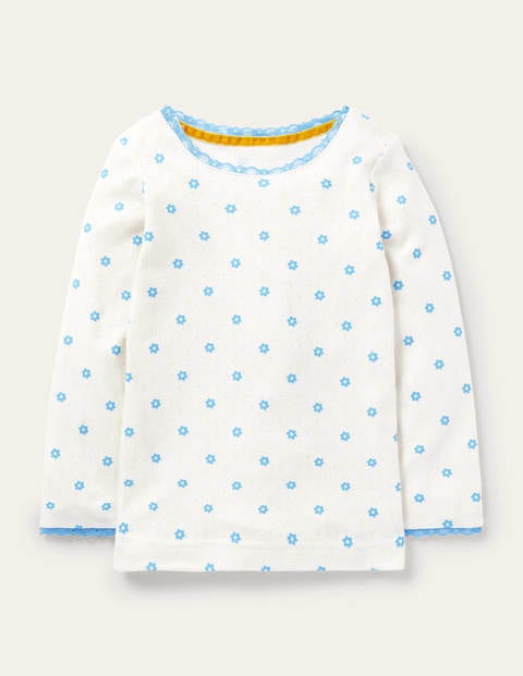 Supersoft Pointelle T-shirt - Ivory Blue Geo Flower Supersoft Pointelle T-shirt - Ivory Blue Geo Flower