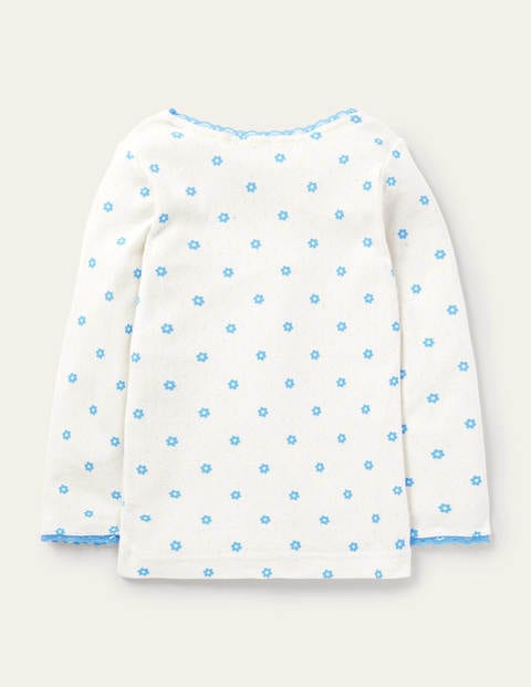 Supersoft Pointelle T-shirt - Ivory Blue Geo Flower Supersoft Pointelle T-shirt - Ivory Blue Geo Flower