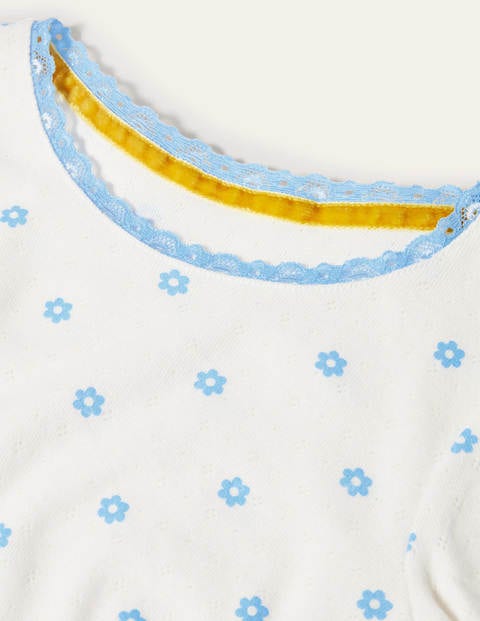 Supersoft Pointelle T-shirt - Ivory Blue Geo Flower Supersoft Pointelle T-shirt - Ivory Blue Geo Flower